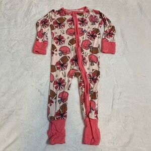 Bamboo Baby Girl Pajamas Footie Sleepers 6 12 Months Pink Football Cheerleader